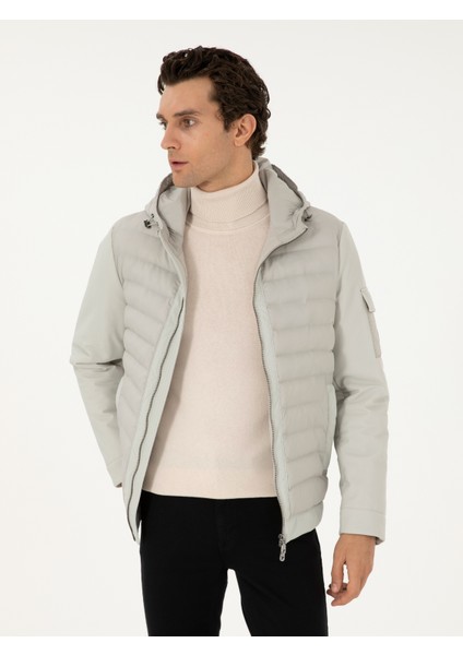 Erkek Taş Kapüşonlu Ince Kapitone Mont 50292323-VR049