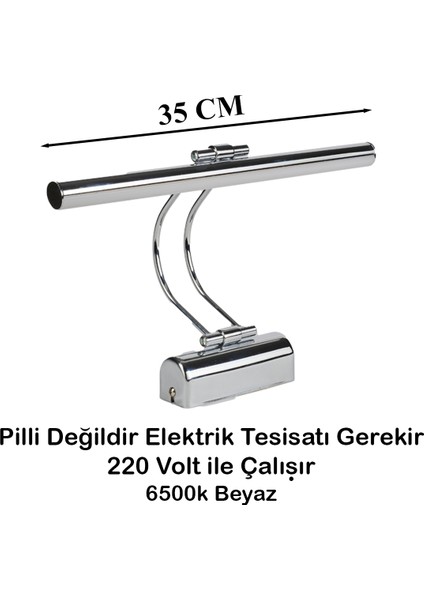 Flüt Aplik 35 cm LED Duvar Lambası 6500K Beyaz Işık