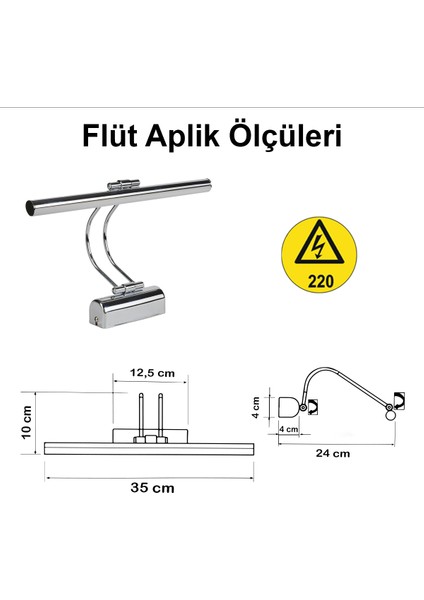 Flüt Aplik 35 cm LED Duvar Lambası 6500K Beyaz Işık fiyatları