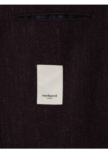 Erkek Bordo Slim Fit Yün Karışımlı Flanel Görünümlü Ceket 50310747-VR014