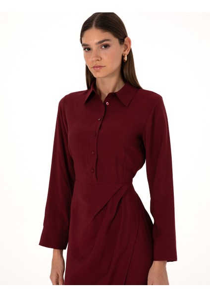 Kadın Bordo Regular Fit Dokuma Elbise 50318220-VR014 fiyatları