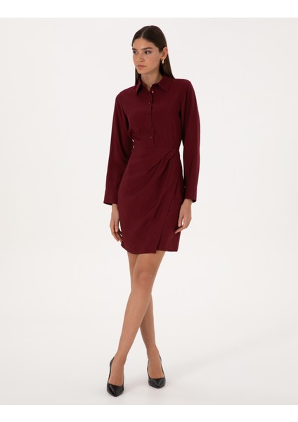 Kadın Bordo Regular Fit Dokuma Elbise 50318220-VR014 modelleri