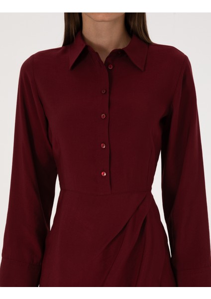 Kadın Bordo Regular Fit Dokuma Elbise 50318220-VR014 indirimleri