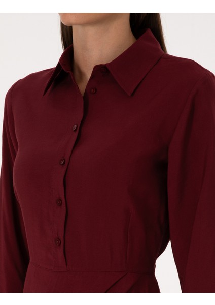 Kadın Bordo Regular Fit Dokuma Elbise 50318220-VR014