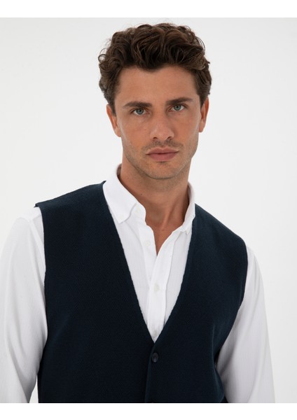 Erkek Lacivert Triko Yelek 50317313-VR033 fiyatları