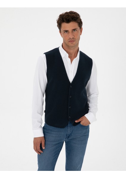 Erkek Lacivert Triko Yelek 50317313-VR033 modelleri