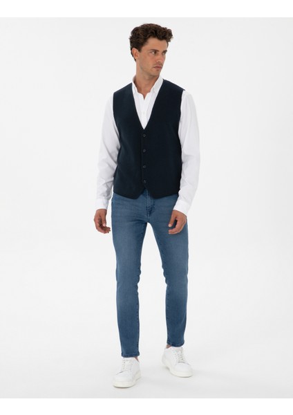 Erkek Lacivert Triko Yelek 50317313-VR033 fırsatları