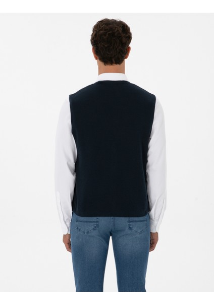 Erkek Lacivert Triko Yelek 50317313-VR033 indirimleri