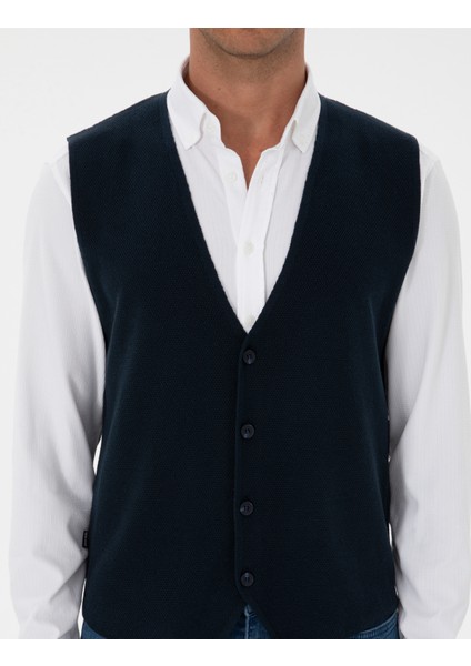 Erkek Lacivert Triko Yelek 50317313-VR033