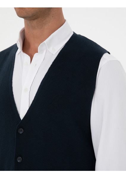 Erkek Lacivert Triko Yelek 50317313-VR033