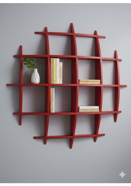 Dekoratif Izgara Duvar Rafı 4x4 Göz – Kavisli Tasarım (Renk Seçenekli)