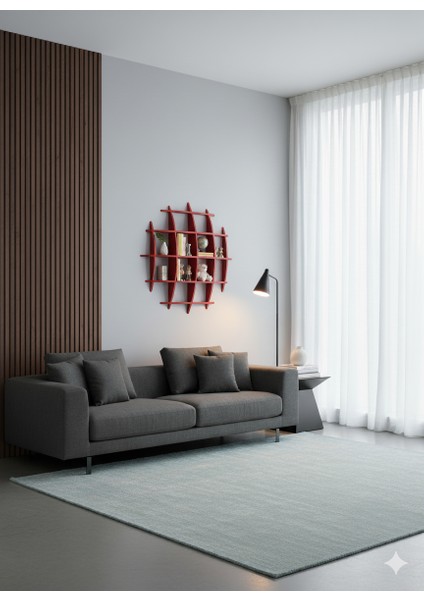 Dekoratif Izgara Duvar Rafı 4x4 Göz – Kavisli Tasarım (Renk Seçenekli) modelleri