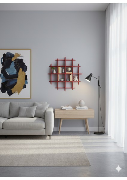 Dekoratif Izgara Duvar Rafı 4x4 Göz – Kavisli Tasarım (Renk Seçenekli) fırsatları