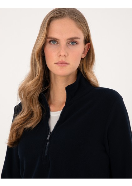 Kadın Lacivert Comfort Fit Fermuarlı Polar Sweatshirt 50316333-VR033 fiyatları