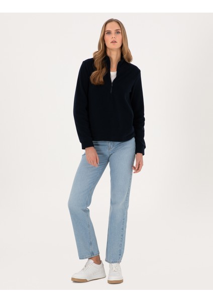 Kadın Lacivert Comfort Fit Fermuarlı Polar Sweatshirt 50316333-VR033 fırsatları