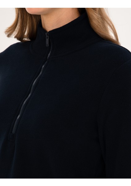 Kadın Lacivert Comfort Fit Fermuarlı Polar Sweatshirt 50316333-VR033