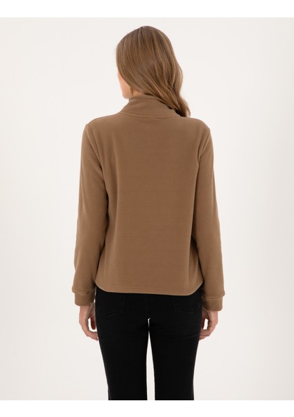 Kadın Camel Comfort Fit Fermuarlı Polar Sweatshirt 50316333-VR015 indirimleri