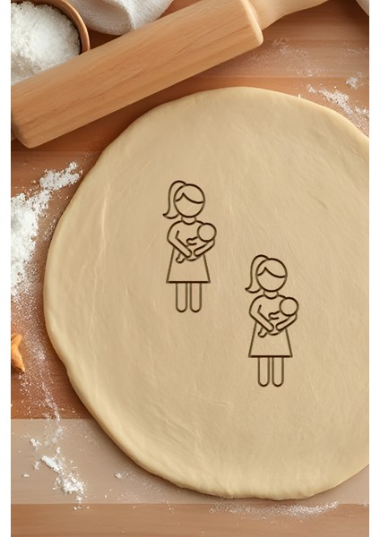 Anne Bebek Kurabiye Kalıbı, Hamur Şekillendirici, Bisküvi Kalıbı, Kolay Kesim Ucu