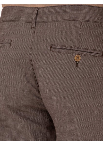 Erkek Kahverengi Slim Fit Pamuk Karışımlı Kanvas Pantolon 50292336-VR029 indirimleri