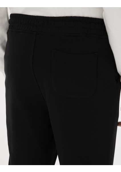 Erkek Siyah Slim Fit 3 Iplik Paçası Lastikli Eşofman Altı 50317676-VR046