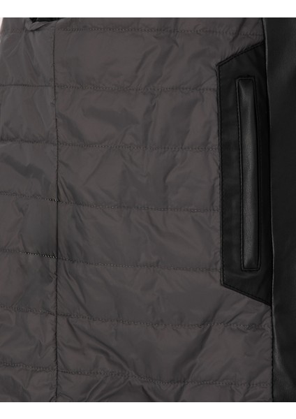 Erkek Siyah Kapüşonlu Suni Deri Ceket 50318153-001