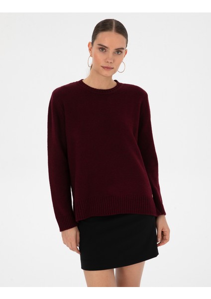 Kadın Vişne Comfort Fit Kazak 50316310-VR223