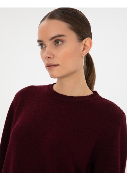 Kadın Vişne Comfort Fit Kazak 50316310-VR223 fiyatları