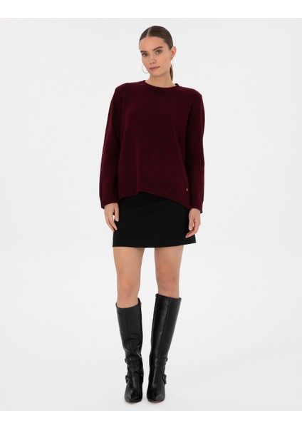 Kadın Vişne Comfort Fit Kazak 50316310-VR223 fırsatları