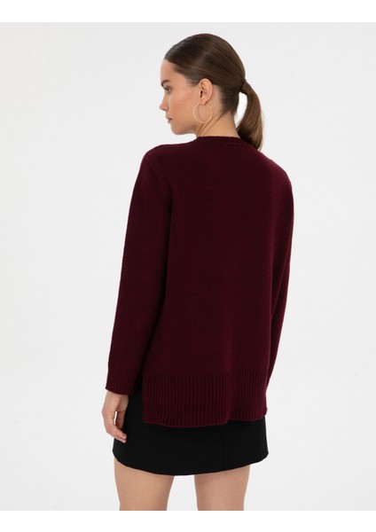 Kadın Vişne Comfort Fit Kazak 50316310-VR223 indirimleri