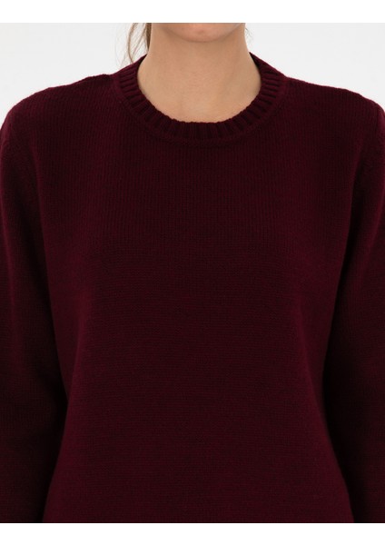 Kadın Vişne Comfort Fit Kazak 50316310-VR223