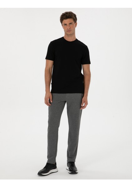 Erkek Antrasit Melanj Slim Fit 3 Iplik Düz Paça Eşofman Altı 50317670-VR081