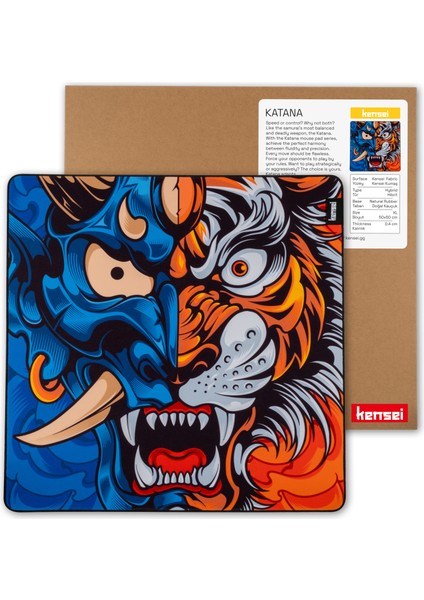 Katana Edition Half Oni Tiger 50X50CM 4mm Hybrid (Control + Speed) Gaming Oyuncu Mouse Pad fiyatları