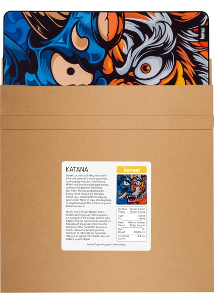 Katana Edition Half Oni Tiger 50X50CM 4mm Hybrid (Control + Speed) Gaming Oyuncu Mouse Pad