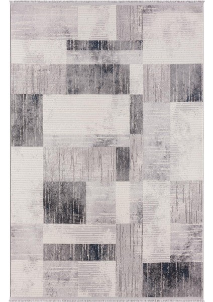 Loya LY005G Gri Halı Geometrik Desenli Antialerjik Pamuk Taban Salon Halısı Yatak Odası Koridor modelleri