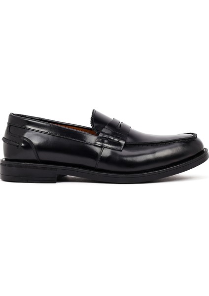 Erkek Siyah Deri Casual Loafer 25WFD724622