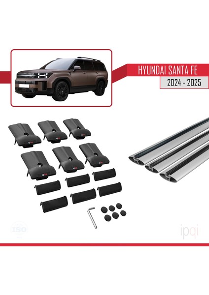 Hyundai Santa Fe 2024-2025 Arası ile Uyumlu Fly Model Ara Atkı Tavan Barı Gri 3 Adet indirimleri
