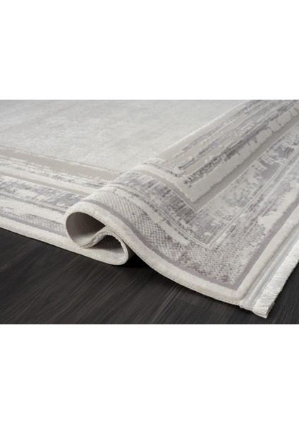 Feel FL003A Beyaz Halı Modern Çerçeve Desenli Akrilik Pamuk Taban Salon Halısı Yatak Odası Koridor fırsatları