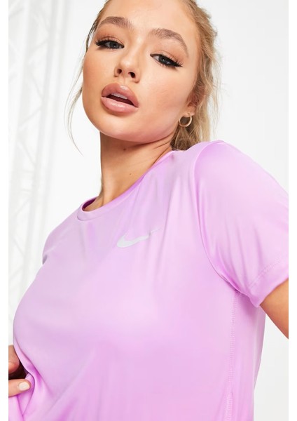 Miler Dri Fit Tee Sırt Hava Panelli Koşu Spor Antrenman Tişörtü Mor modelleri