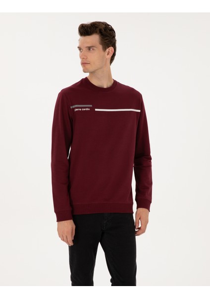 Erkek Bordo Regular Fit Bisiklet Yaka Sweatshirt 50317675-VR014