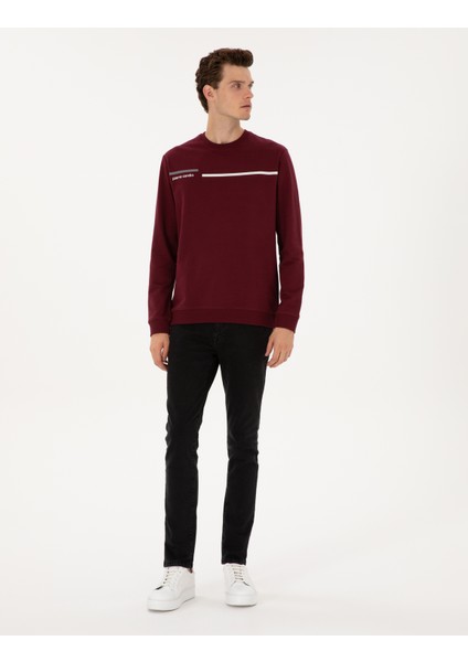 Erkek Bordo Regular Fit Bisiklet Yaka Sweatshirt 50317675-VR014 fırsatları
