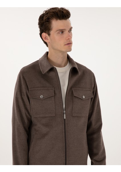 Erkek Vizon Regular Fit Fermuarlı Ceket 50316426-VR052 fiyatları