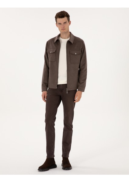 Erkek Vizon Regular Fit Fermuarlı Ceket 50316426-VR052 fırsatları