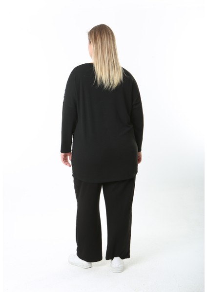 Yünlü Viskon Desenli Likralı Kadın Büyük Beden Tunik indirimleri