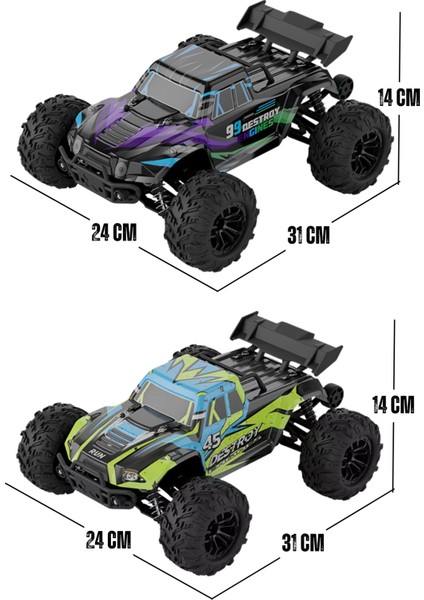 Uzaktan Kumandalı 50 Km/hız Yapan Rc Araba, Suv 4x4 Full Iç Metal Kasa Şarjlı Fonksiyonlu Dev Araba Mor ve Mavi fiyatları