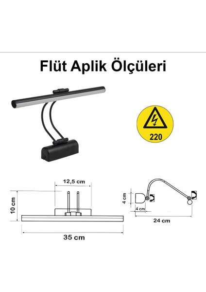 Flüt Aplik 35 cm LED Duvar Lambası 6500K Beyaz Işık fiyatları