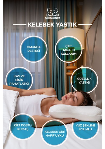 Güzellik Yastığı Ortopedik Kırışıklık Önleyici Kelebek Visco Yastık