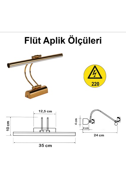 Flüt Aplik 35 cm LED Duvar Lambası 6500K Beyaz Işık fiyatları