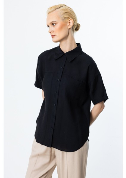 Kadın Kısa Kol Düğmeli Bluz 3024 Siyah fiyatları