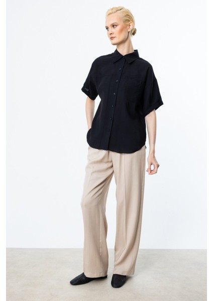 Kadın Kısa Kol Düğmeli Bluz 3024 Siyah modelleri