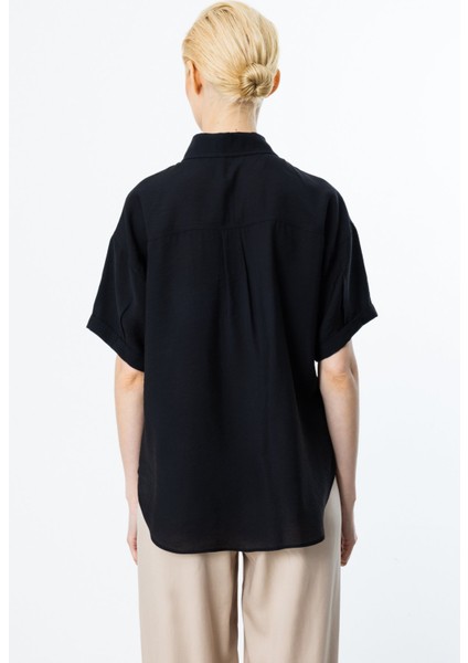 Kadın Kısa Kol Düğmeli Bluz 3024 Siyah fırsatları